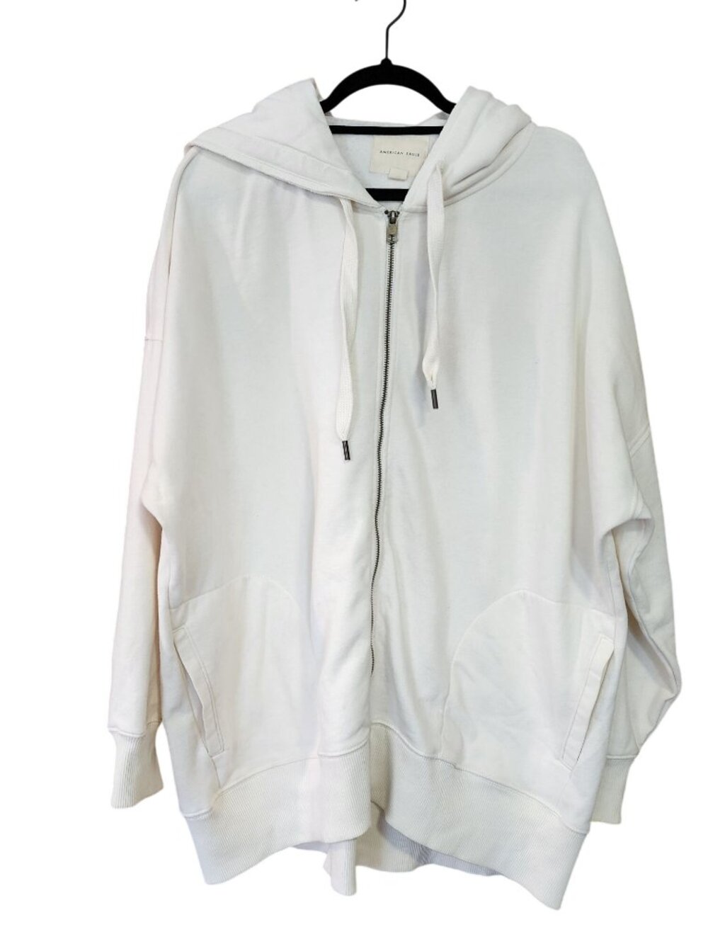 American Eagle Oversized Cream Hoodie Full Zip Womens Size L/XL